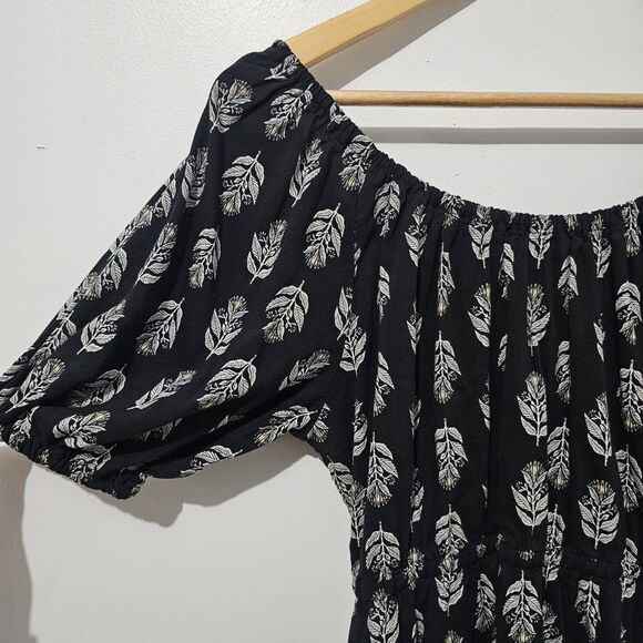 Old Navy - Dress Puff-Sleeve Printed Tie-Back Mini Swing - Size M - Black - Picture 5 of 11